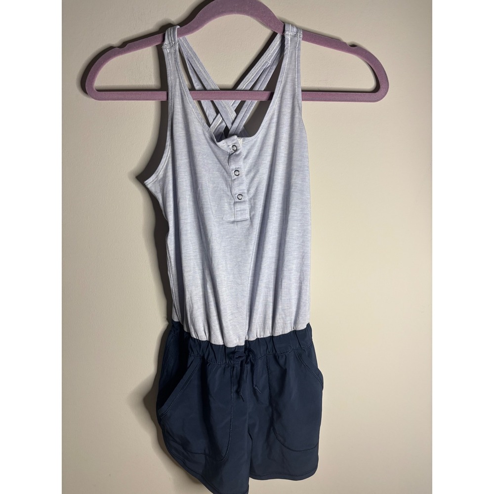 ivivva by lululemon girls romper jumpsuit gray navy‎ size 10 athletic
